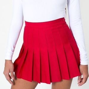 American Apparel Red Pleated Skirt